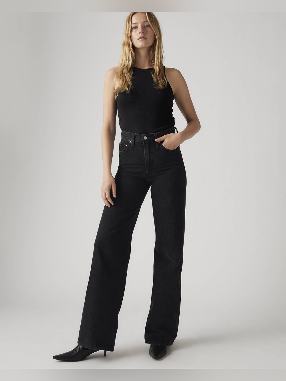 Levi’s Premium Jeans Womens 27 Ribcage Wide Leg New Black